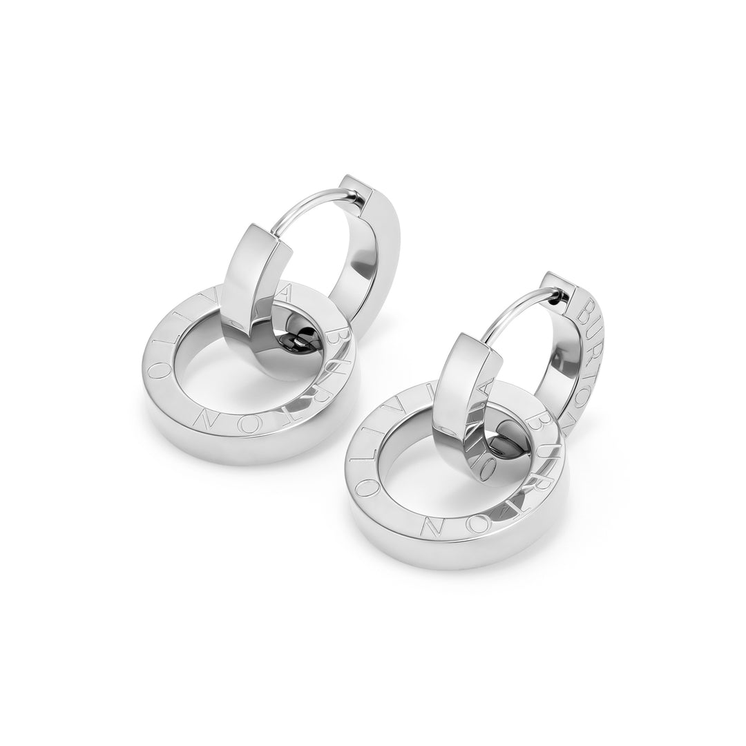 Olivia Burton Silver Honeycomb Toggle Hoop Earrings