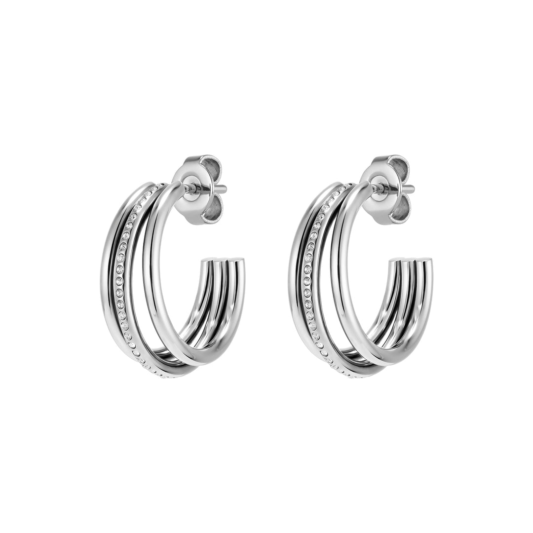 Olivia Burton Silver Ever Stacked Hoop Earrings