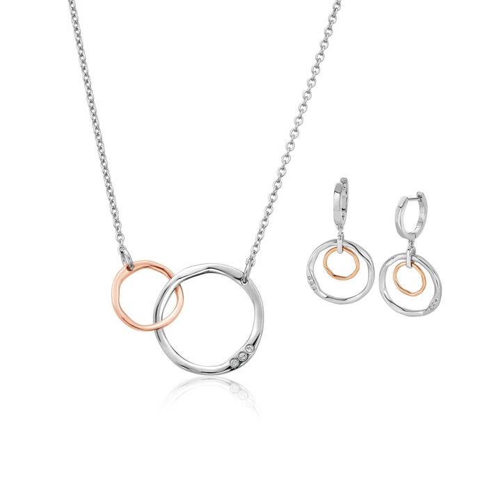 Clogau Ripples Double Hoop Necklace and Earrings Set