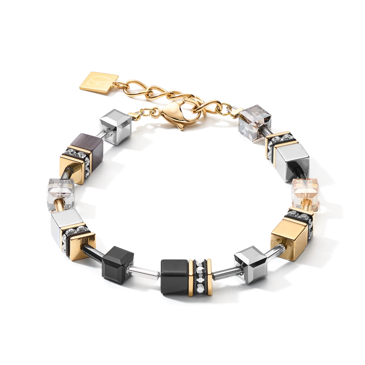 Coeur De Lion Gold GeoCube Grey Bracelet