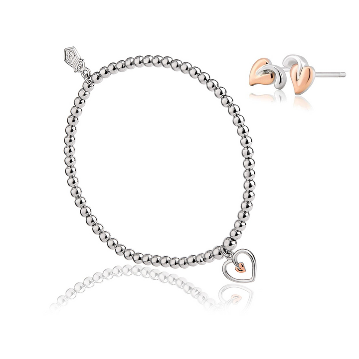 Clogau Tree of Life Heart Affinity Bracelet & Stud Earring Set