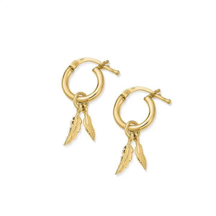 ChloBo Gold Double Feather Hoop Earrings