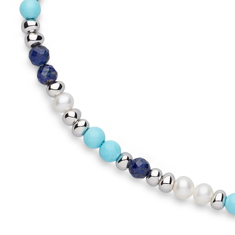 Kit Heath Silver Coast Tumble Azure Gemstone Beaded Necklace