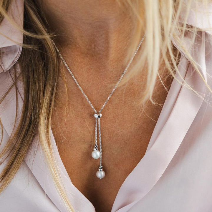 Kit Heath Silver Coast Tumble Pearl Lariat Necklace