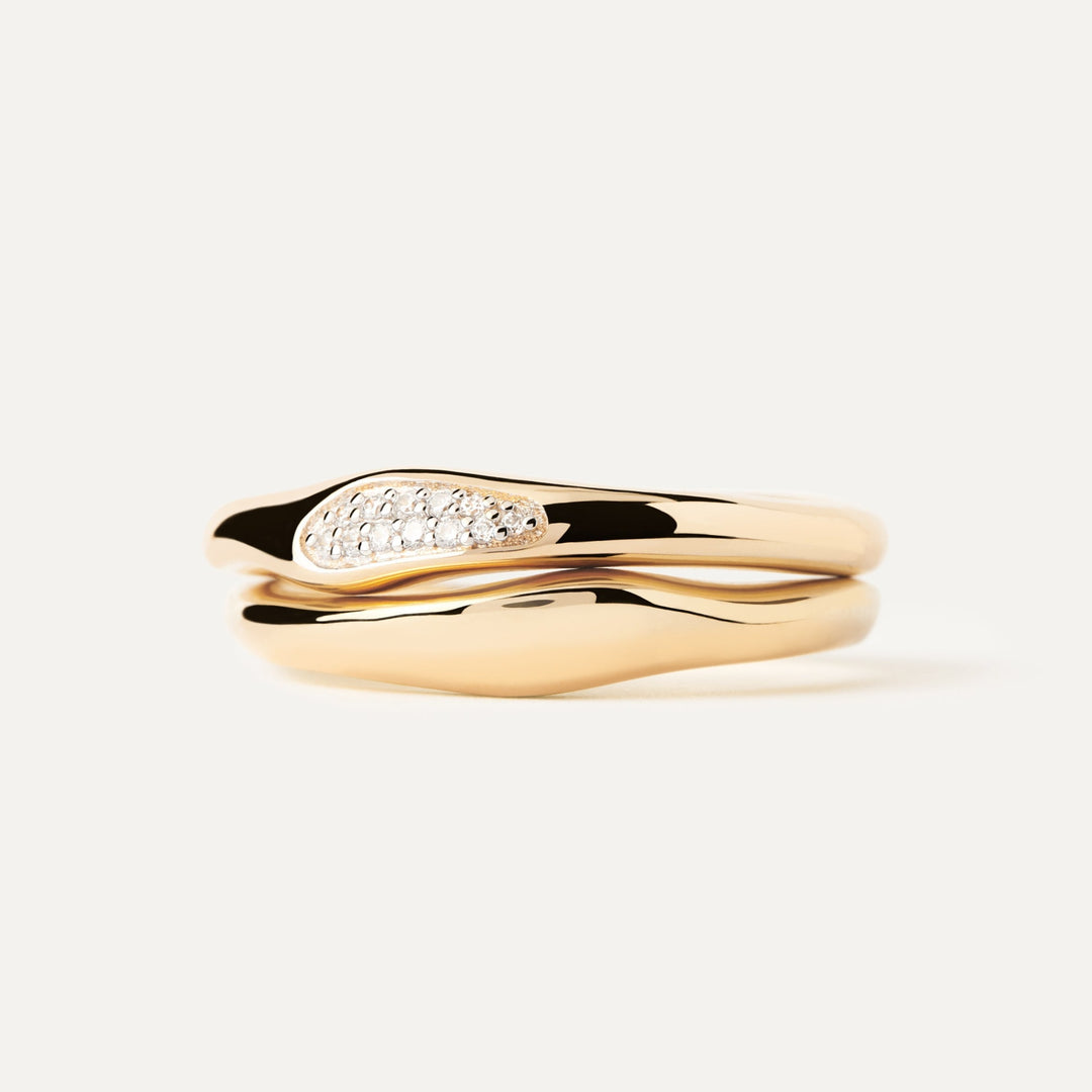 PDPAOLA Gold Onda Ring Set