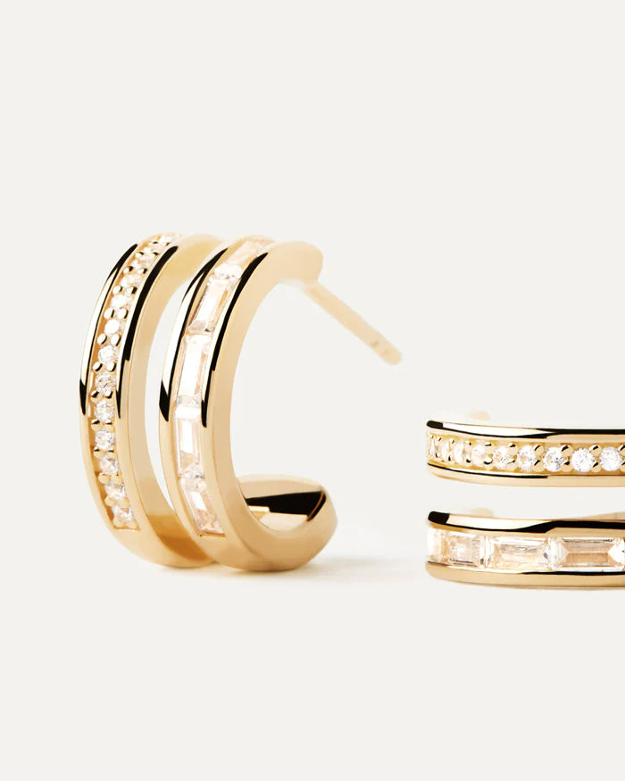 PDPAOLA Gold Double Band Hoop Earrings