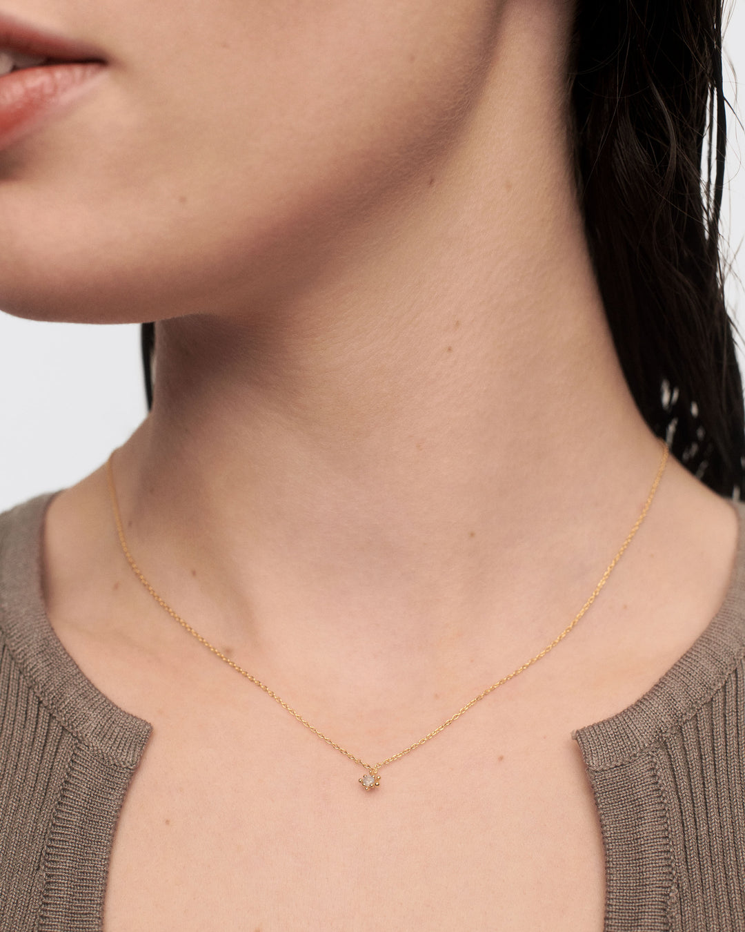 PDPAOLA Gold Grey Fleur Necklace