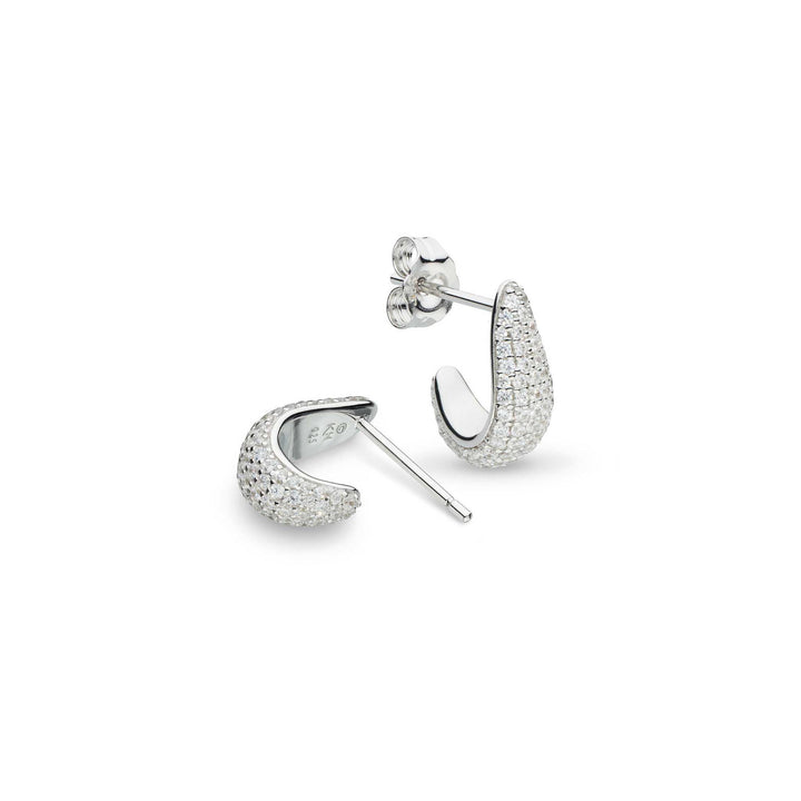 Kit Heath Silver Coast Tumble Glisten Pave Hoop Earrings