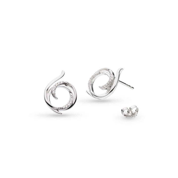 Kit Heath Silver Entwine Helix Wrap Pave Stud Earrings