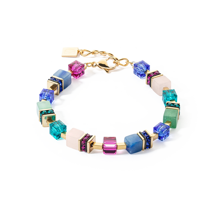 Coeur De Lion Gold GeoCube Precious Statement Multicolour Bracelet