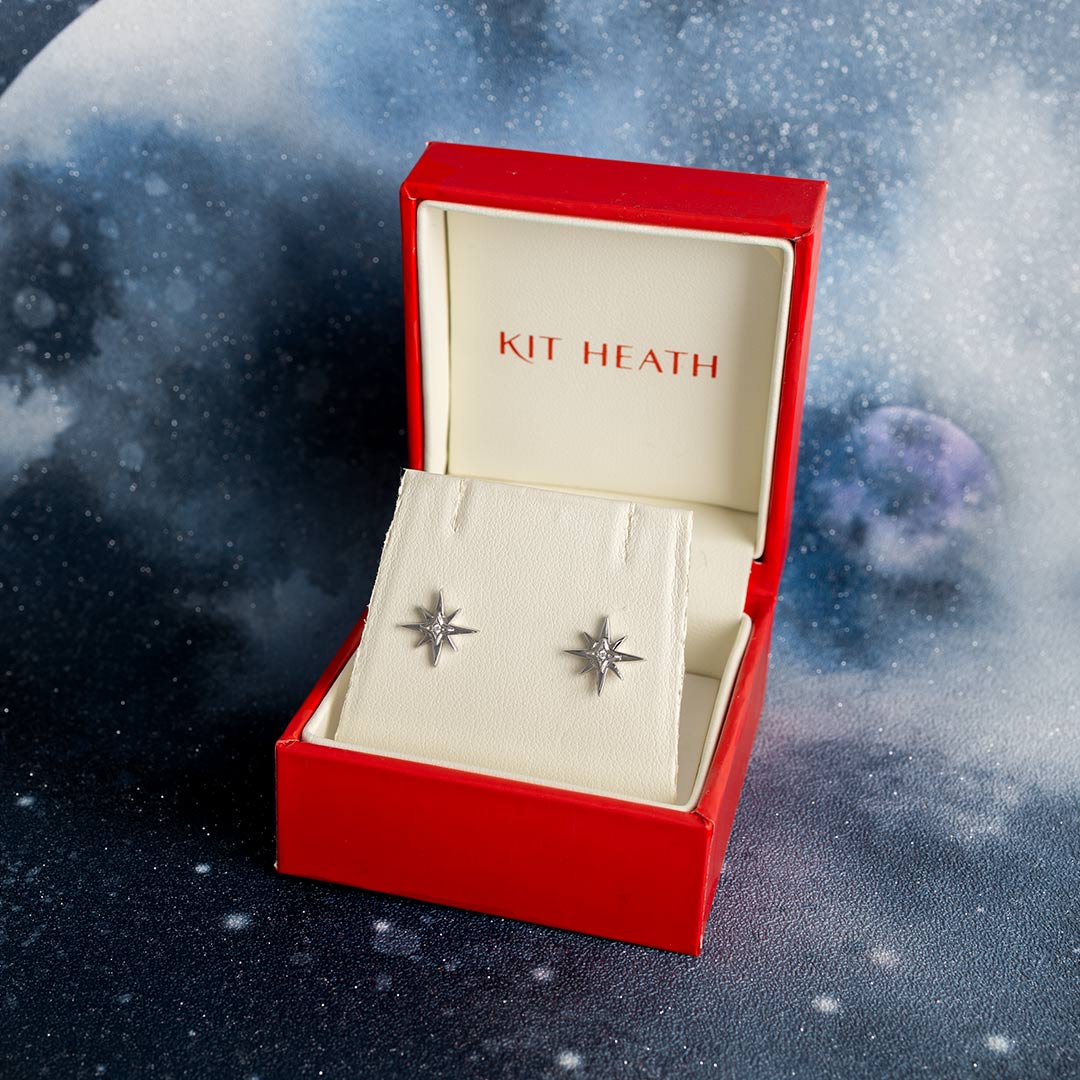 Kit Heath Silver Celeste North Star Pave Stud Earrings