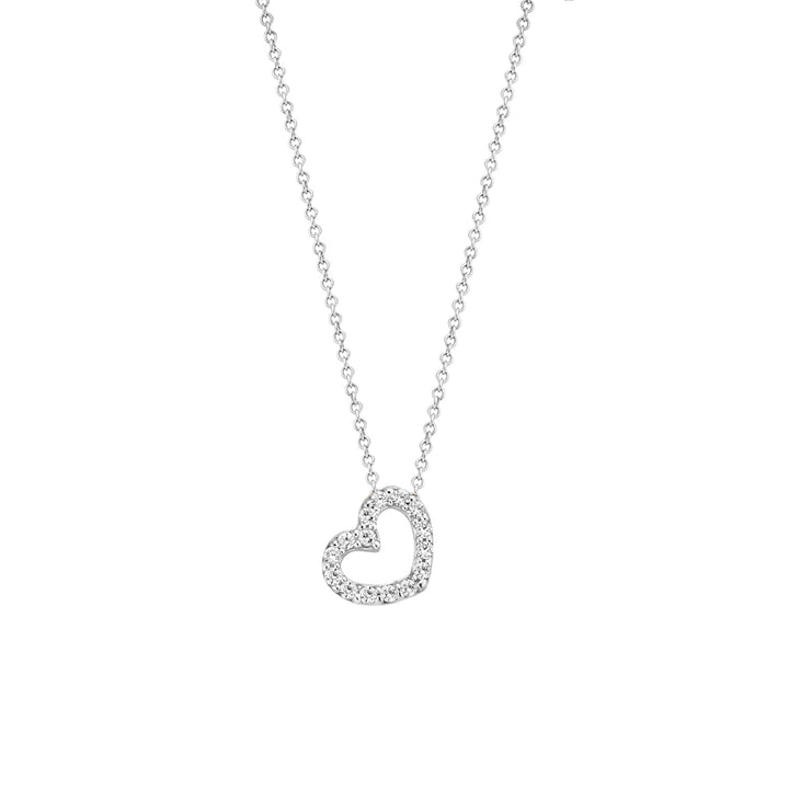 Blush 14ct Solid White Gold Zirconia Heart Necklace