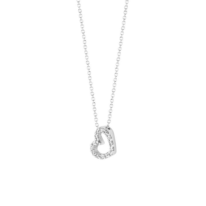 Blush 14ct Solid White Gold Zirconia Heart Necklace