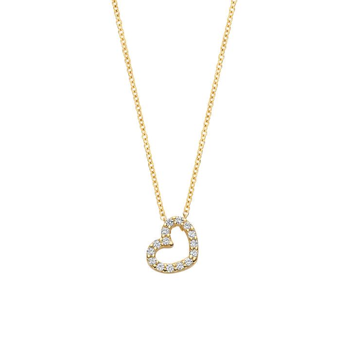 Blush 14ct Solid Gold Zirconia Heart Necklace