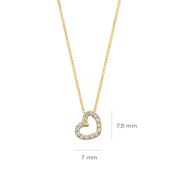 Blush 14ct Solid Gold Zirconia Heart Necklace