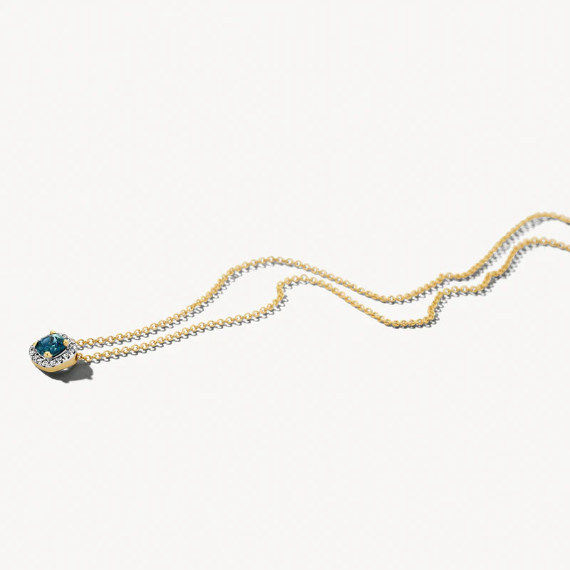 Blush 14ct Solid Gold With Blue Topaz and Diamonds Pendant Necklace