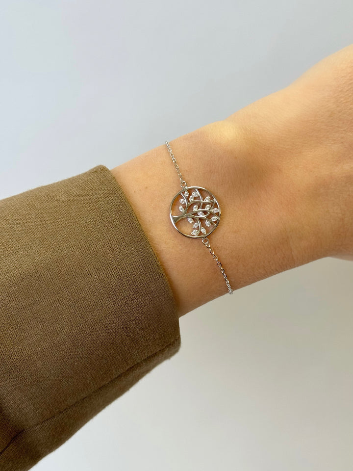 ol&co Silver Sparkling Tree of Life Bracelet