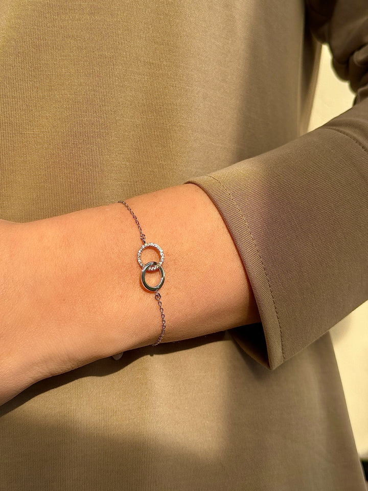 ol&co Silver Sparkling Interlinking Circles Bracelet