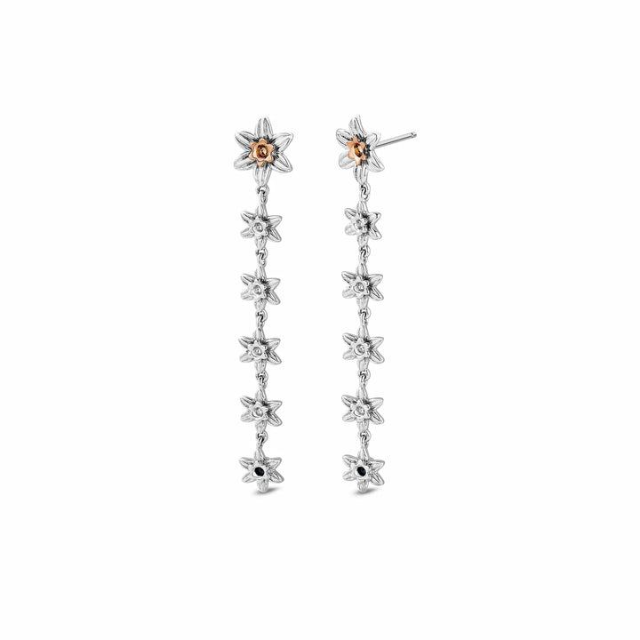 Clogau Nature's Wonder Silver Daffodil Drop Hoop Earrings