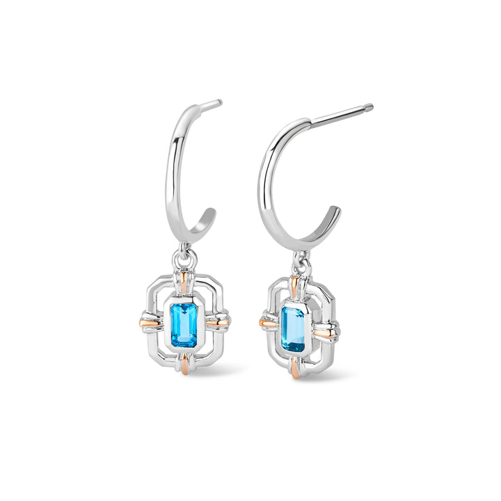 Clogau Enchanted Gateways Silver And Swiss Blue Topaz Drop Earrings