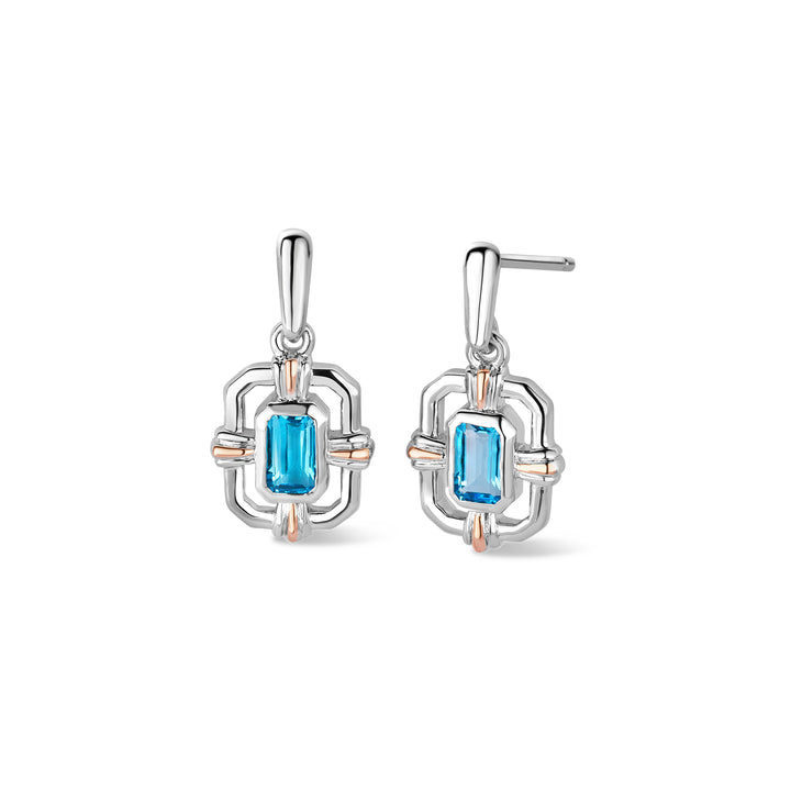 Clogau Enchanted Gateways Silver And Swiss Blue Topaz Stud Earrings