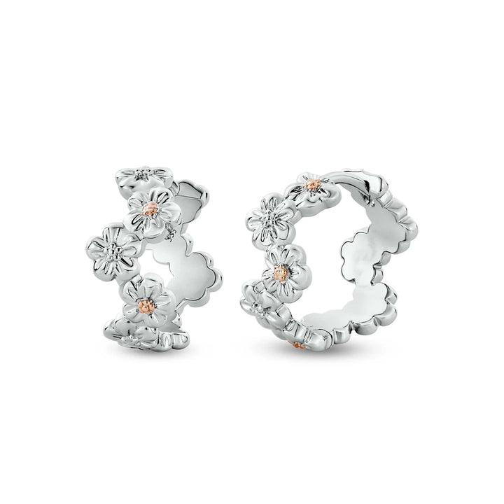 Clogau Nature's Wonder Silver Forget Me Not Huggie Hoop Earrings