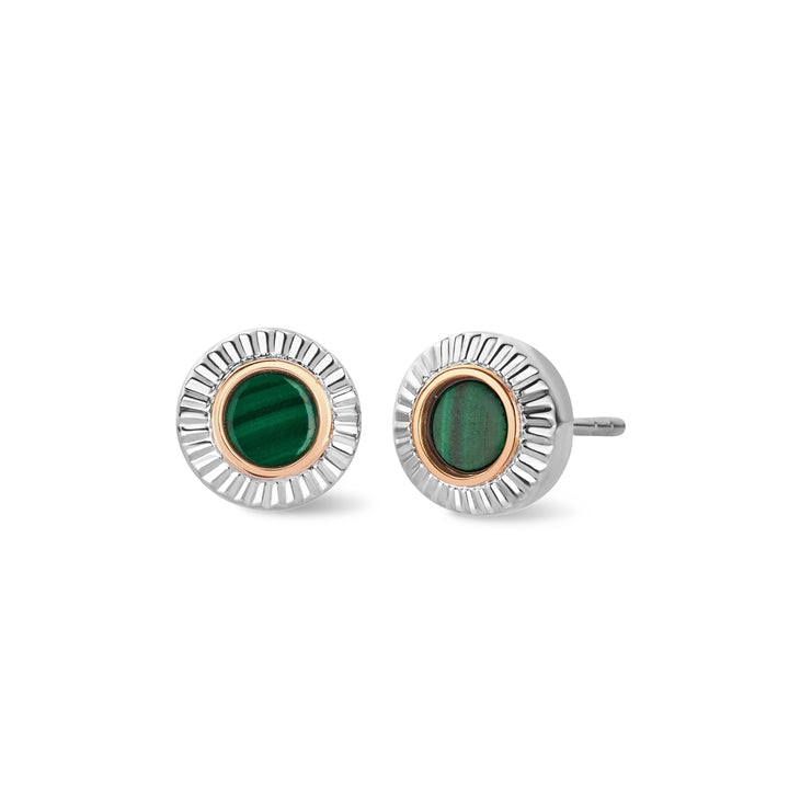 Clogau Reflections Of Padarn Silver And Malachite Stud Earrings