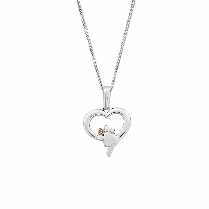 Clogau Paw Prints Silver Heart Topaz Necklace