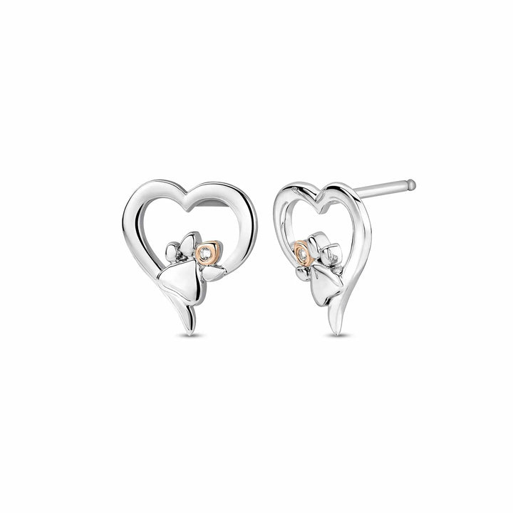 Clogau Paw Prints Silver Heart Stud Topaz Earrings