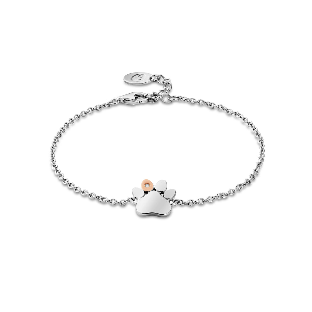 Clogau Silver Paw Prints on My Heart Bracelet