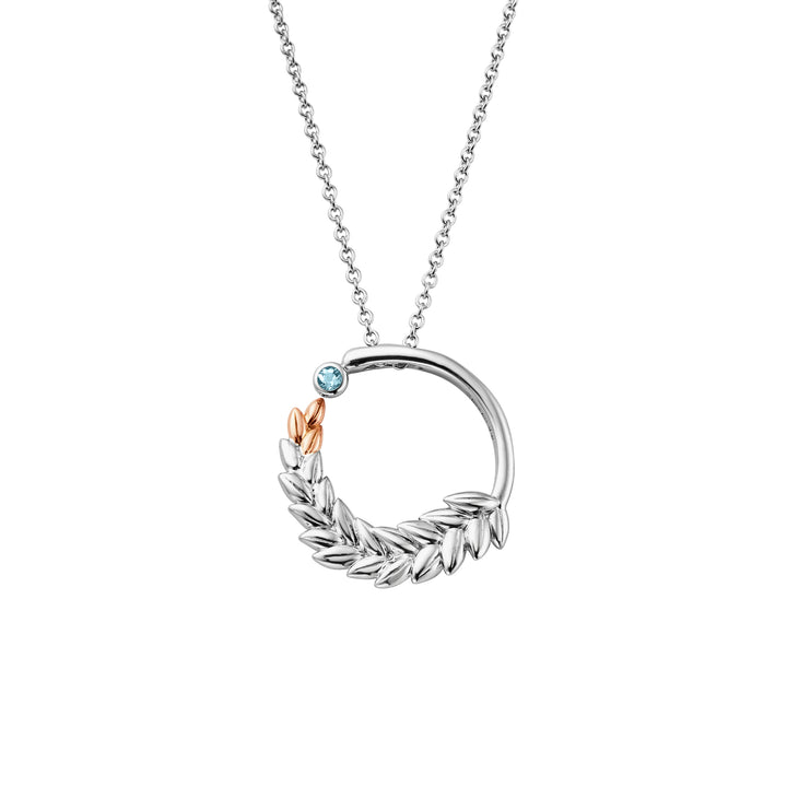 Clogau Lilibet Silver And Sky Blue Topaz Circular Necklace