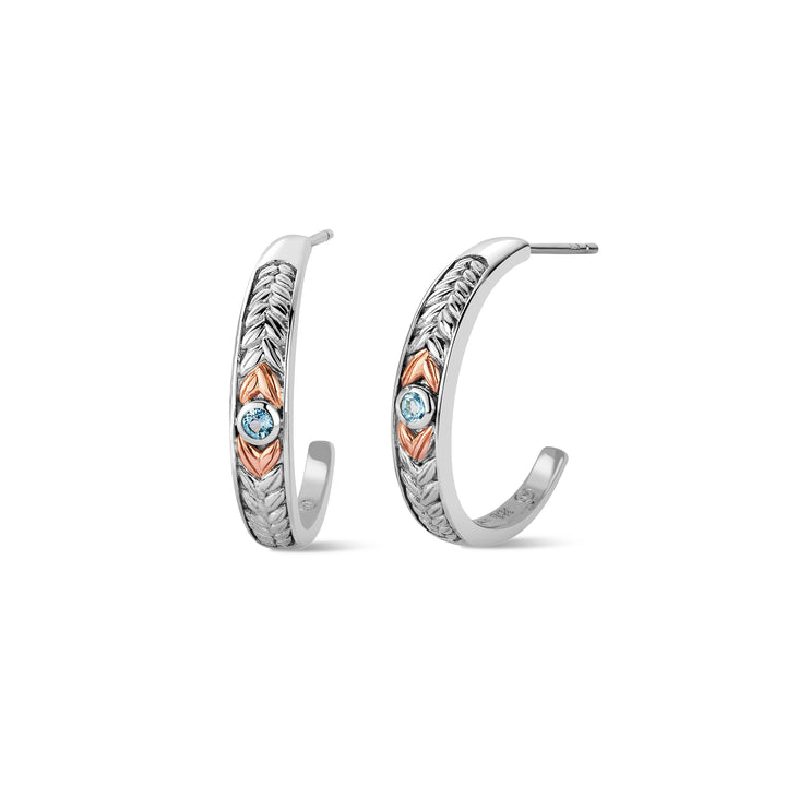 Clogau Lilibet Silver And Sky Blue Topaz Hoop Earrings