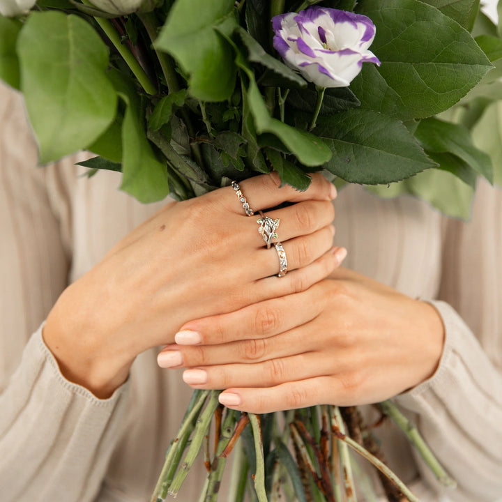 Clogau White Topaz Tree Of Life Silver Stacking Ring