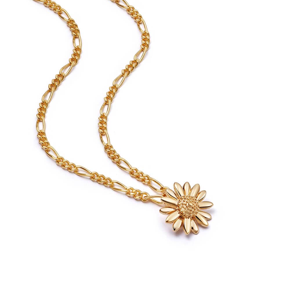 Daisy London 18ct Gold Plated English 12mm Daisy Necklace