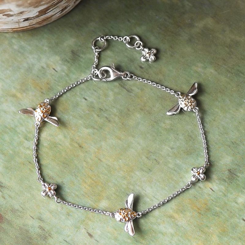 Kit Heath Silver Blossom Flyte Honey Bee Station Bracelet