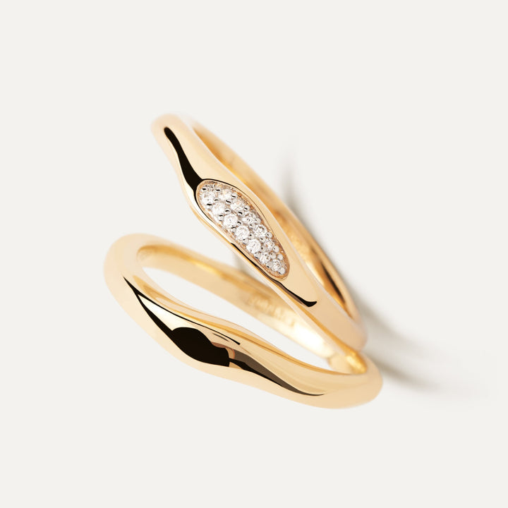 PDPAOLA Gold Onda Ring Set