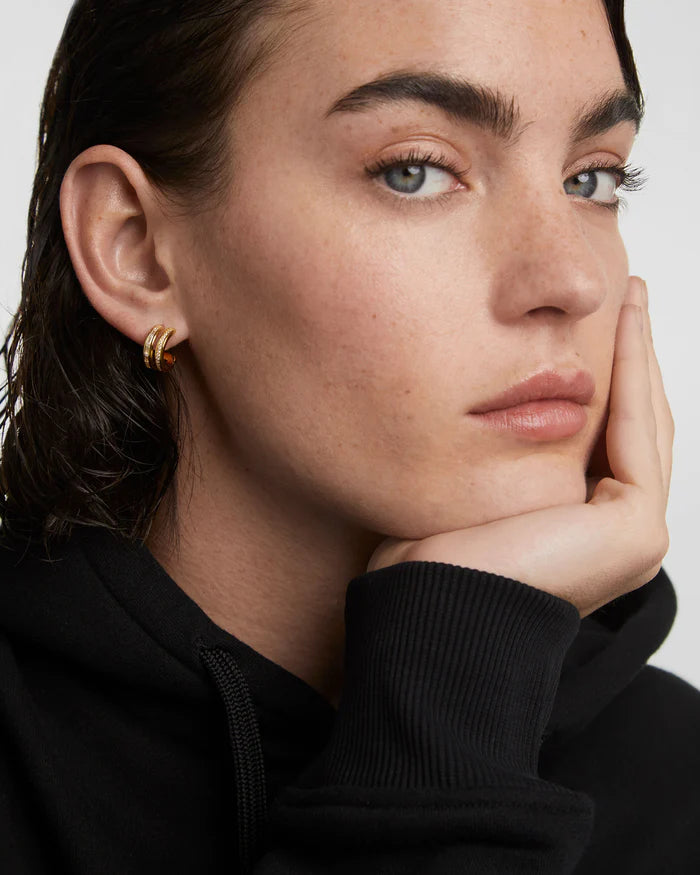 PDPAOLA Gold Double Band Hoop Earrings