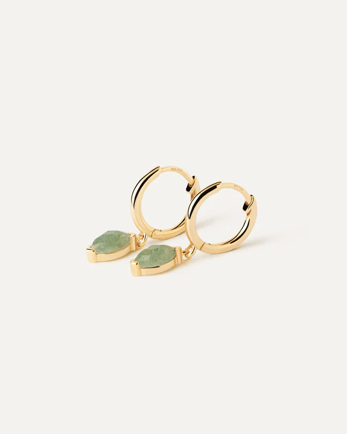 PDPAOLA Gold Green Aventurine Nomad Hoops