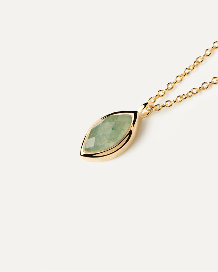 PDPAOLA Gold Green Aventurine Nomad Necklace