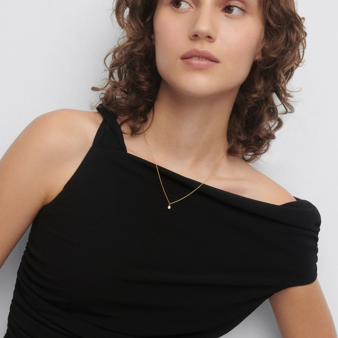 PDPAOLA Gold Sand Solitary Necklace