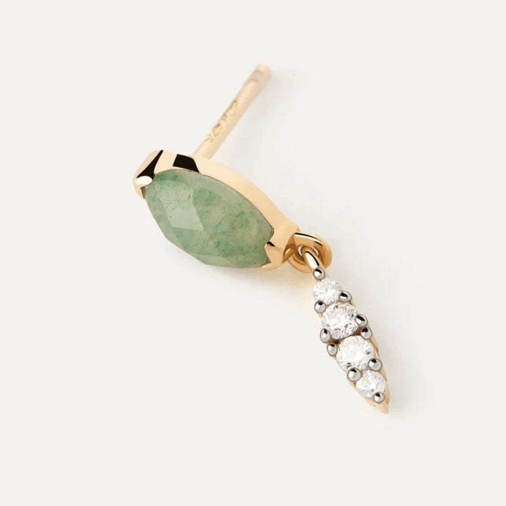 PDPAOLA Gold Green Aventurine Ginger Single Earring