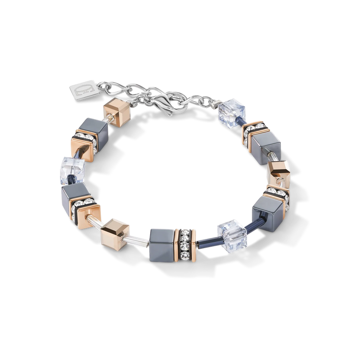 Coeur De Lion Silver GeoCube Ice Blue Bracelet