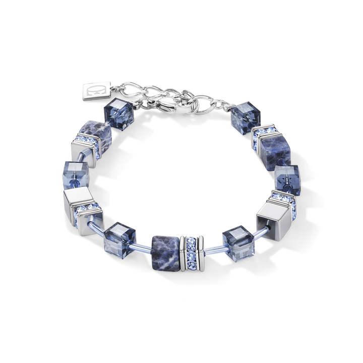 Coeur De Lion Silver GeoCube Sodalite & Haematite Blue Bracelet