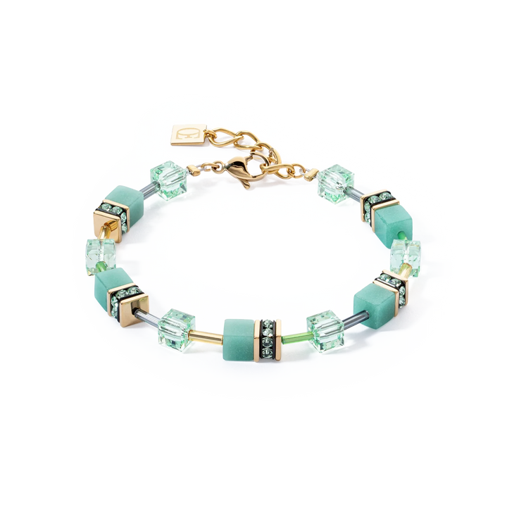 Coeur De Lion Gold GeoCube Iconic Mono Green Bracelet