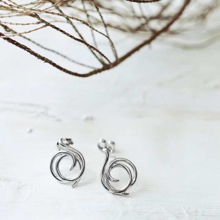 Kit Heath Silver Entwine Helix Wrap Stud Earrings