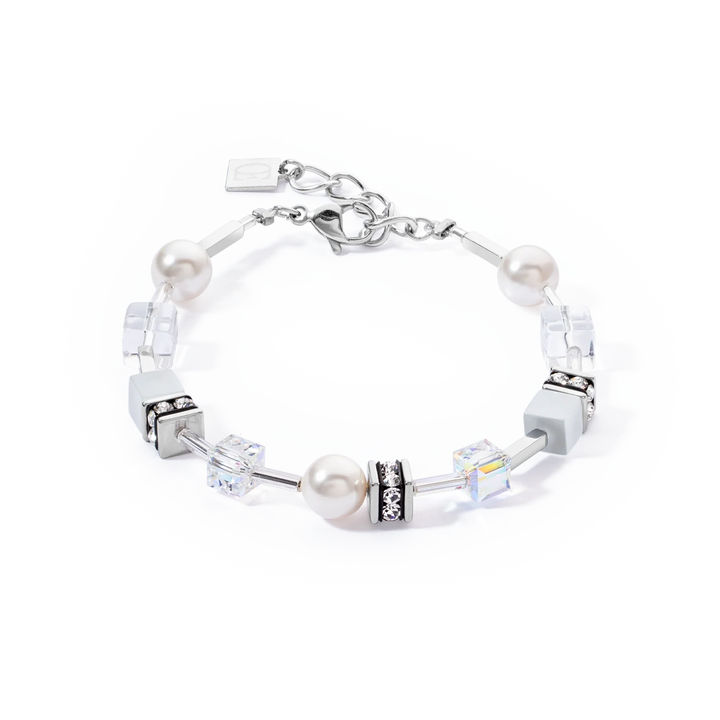 Coeur De Lion Silver GeoCube Iconic Pearl Mix Bracelet