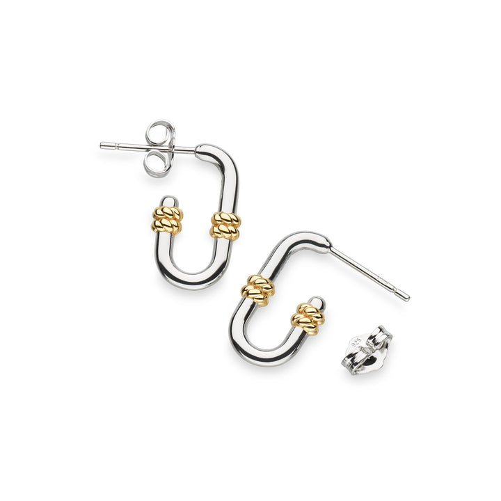 Kit Heath Silver Marina Rope Bar Link Golden Stud Hoop Earrings