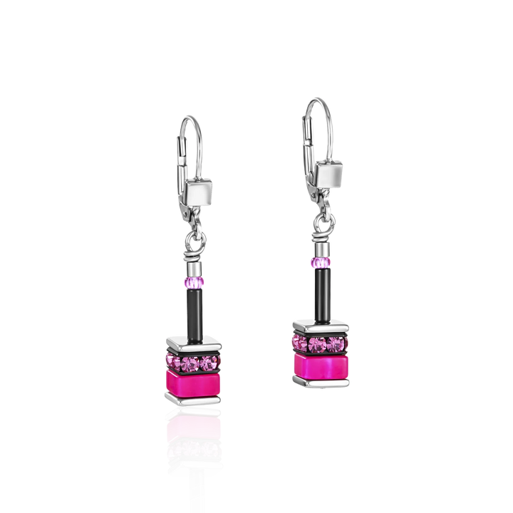 Coeur De Lion Silver GeoCube Polaris & Rhinestone Multicolour Earrings