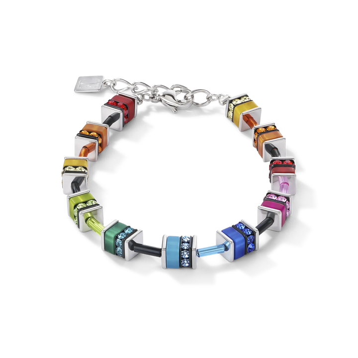 Coeur De Lion Silver GeoCube Polaris & Rhinestone Multicolour Bracelet