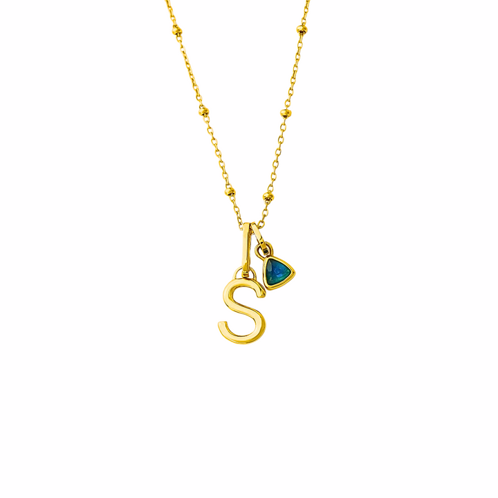 Mococo Personalised Initial and Birthstone Necklace